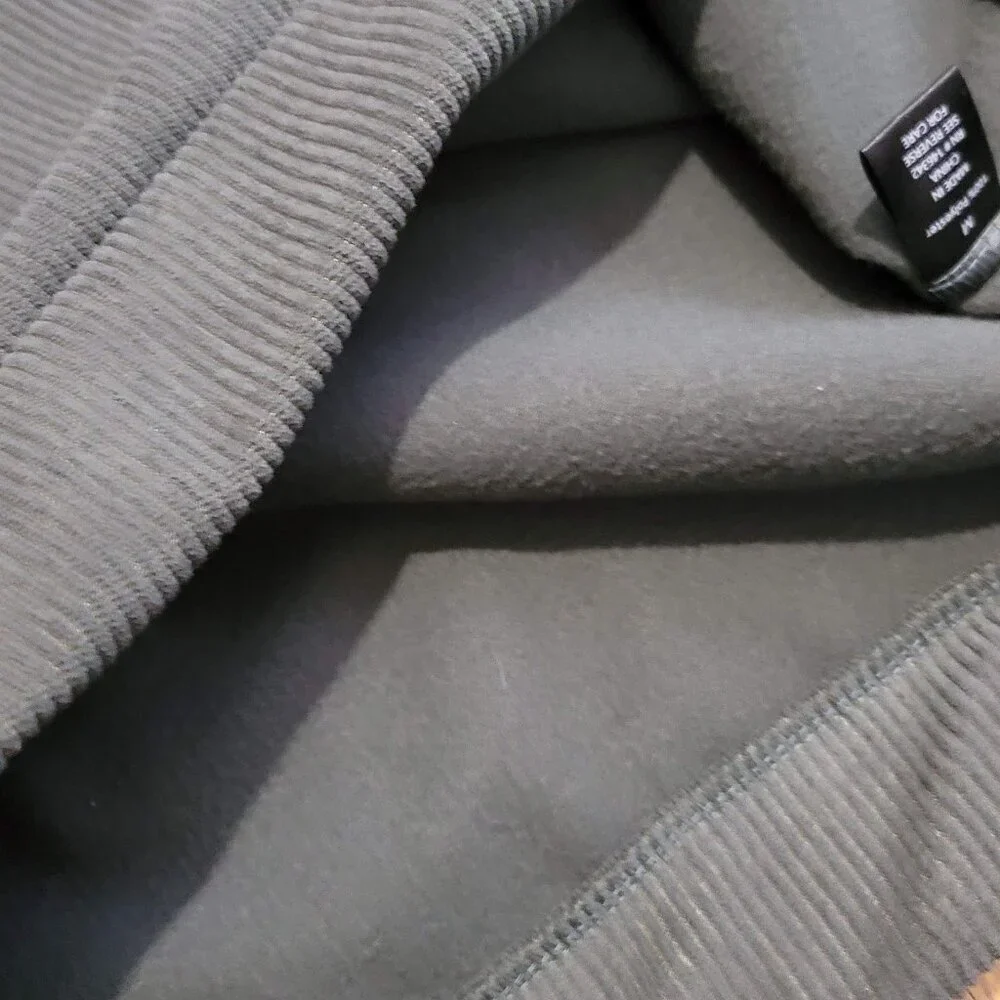 Members Only Corduroy Pullover Hoodie Heavy Sage Green Men's Medium M Like New